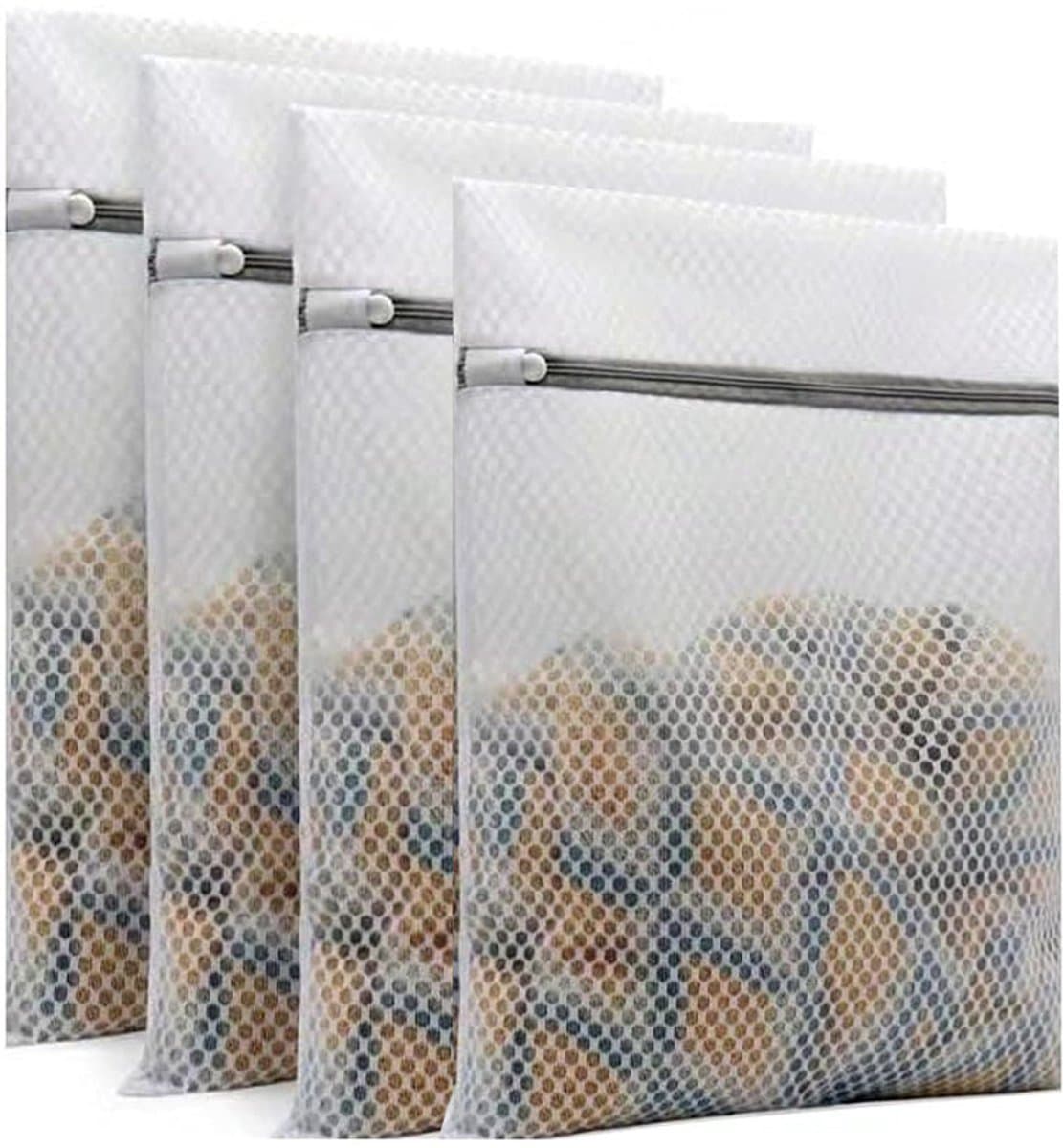 Waszakken - Waszakjes met Rits - Wasnetten - Waszak - Waszakje Lingerie - Laundry Bag - 4 Premium Honingraat Delicates Waszakken - met Rits Reisopslag Organisatietassen Kledingwaszakken - voor ondergoed Lingerie Klein -30x40cm — afbeelding 1