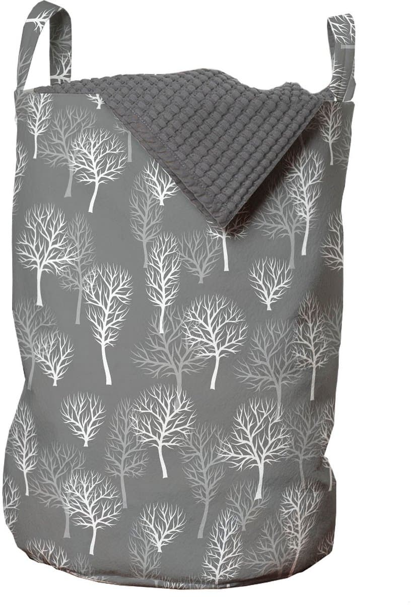 ABAKUHAUS Forest waszak, winter-eco loofbomen, wasmand met handvatten, trekkoordsluiting voor wasserettes, wit lichtgrijs — afbeelding 1
