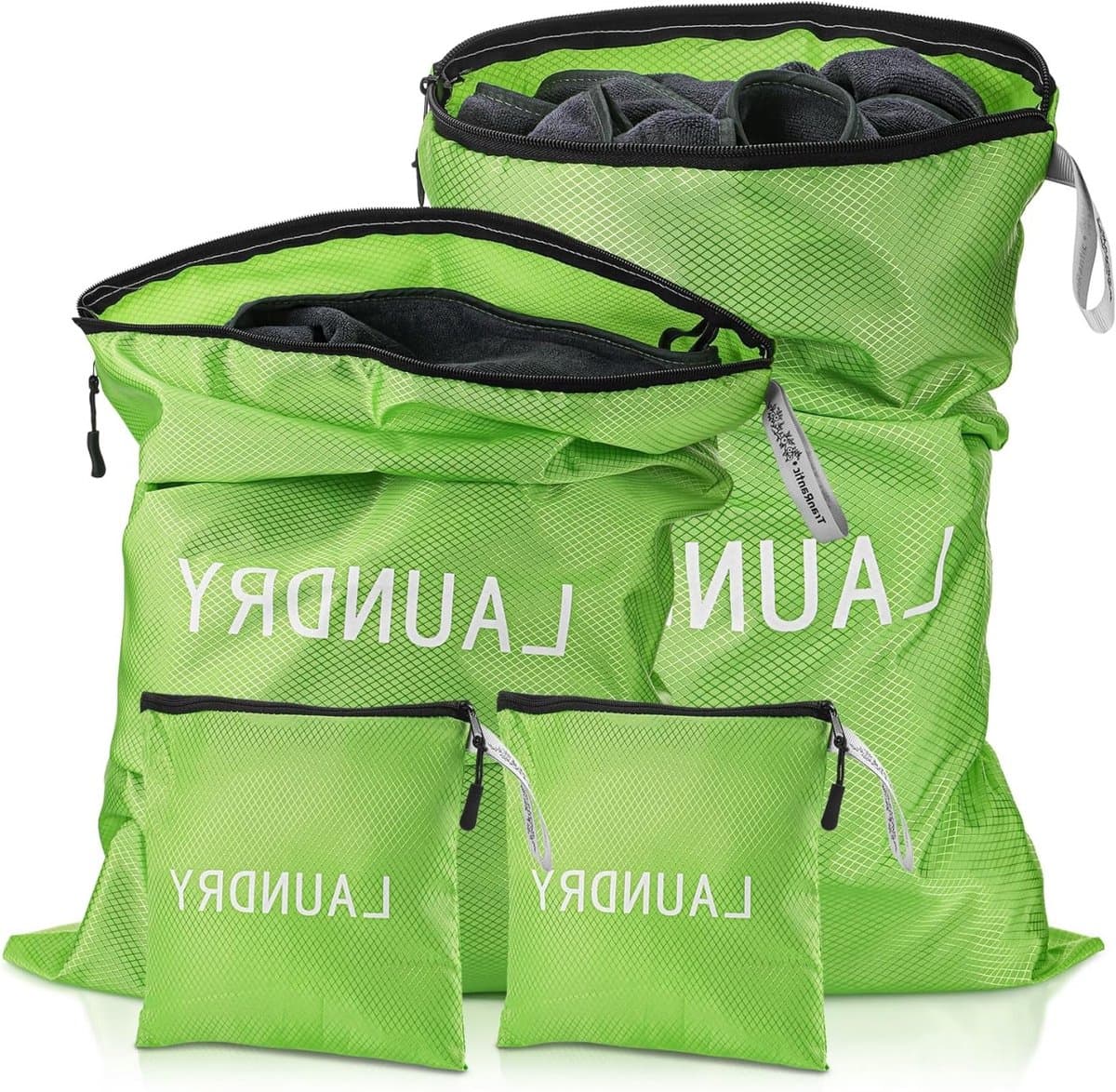 Waterdichte waszakken voor vuile kleding - 4-pack, 3 maten, opvouwbare tas voor zwemmen, yoga en reizen — afbeelding 1