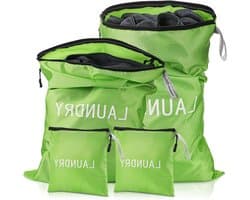 Waterdichte waszakken voor vuile kleding - 4-pack, 3 maten, opvouwbare tas voor zwemmen, yoga en reizen