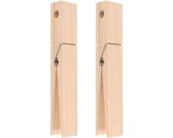 Jumbo Houten Knijpers - Grote Kledingknijpers - Handdoeken Ophangen - Eenvoudige Installatie - 30 cm Lengte - Beige