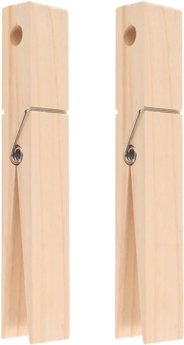 Jumbo Houten Knijpers - Grote Kledingknijpers - Handdoeken Ophangen - Eenvoudige Installatie - 30 cm Lengte - Beige — afbeelding 1