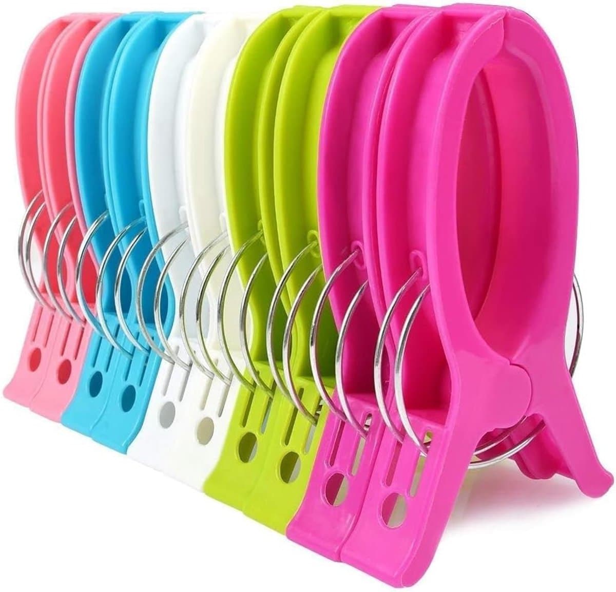 Extra grote handdoekclips - 10 stuks sterke winddichte clips voor strandhanddoeken, ligstoelen en zwembadstoelen met doorzichtige kunststof knijpers — afbeelding 1