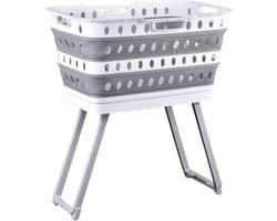 Wasmand Opvouwbaar - Kledingmand Poten - Was Sorteren - Ergonomische Hoogte - 60H cm - Wit