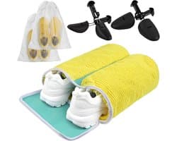 Schoenwaszak voor de wasmachine met 2 verstelbare schoenstrekkers en 2 stofdichte zakken voor sneakers, 39 x 33 x 17 cm, ideaal voor het reinigen van sportschoenen en leren schoenen.