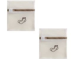 Dailygoody - Set van 2 Waszakken voor Kleding - Zipper, 18x20 cm - Ideaal voor Delicate Kleding, Sokken en Schoenen
