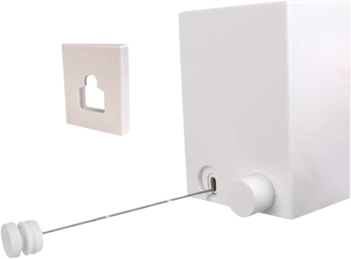 Intrekbare waslijn - Wand drooglijn - Wasgoed drogen - Verstelbare lengte - 42 meter - Wit — afbeelding 1