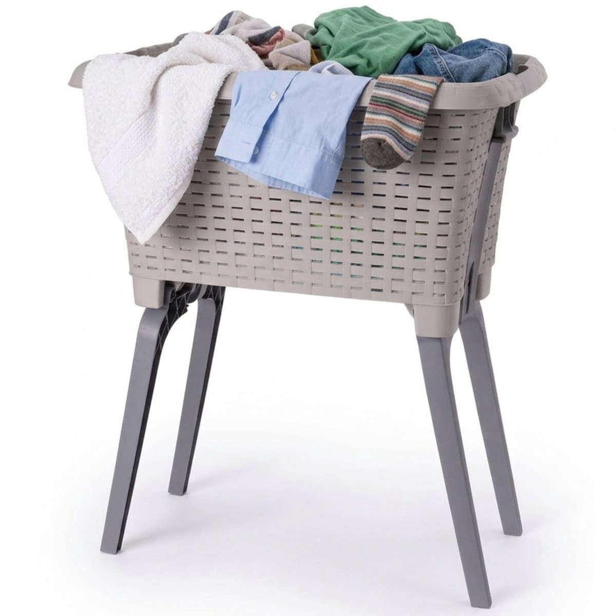 Bathroom Solutions wasmand op poten - beige - 35 ltr - 60 x 40 x 28 cm - Wasgoedmanden — afbeelding 1