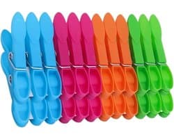 Wasknijpers Kunststof - Kledinghangers Klemmen - Kleding Drogen - Winddicht Anti-slip - 24 stuks - Kleurrijk