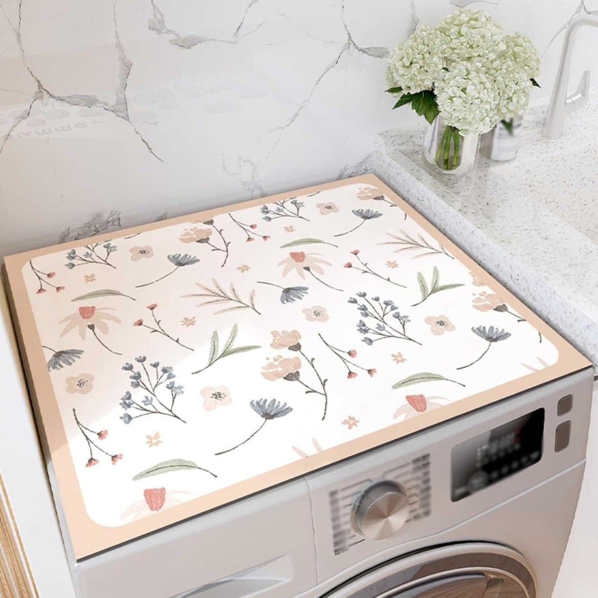 Wasmachinemat, geschikt voor wasmachines en drogers met bovenlader, antislip en stofwerend, kan gebruikt worden als wasmachinehoes, stofmat of decoratieve bescherming voor de wasruimte/keuken - 40 cm x 60 cm — afbeelding 1