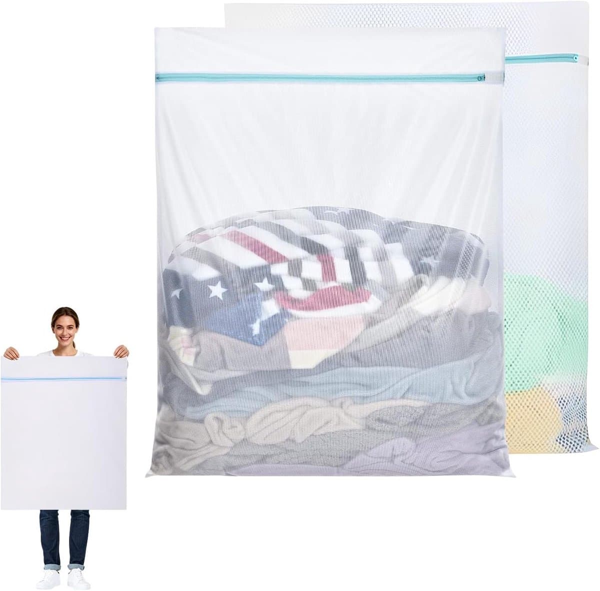 Grote Waszakken voor de Wasmachine, 2 Stuks, 60x80cm, Ideaal voor Ondergoed, Sokken en Fleece Dekens — afbeelding 1
