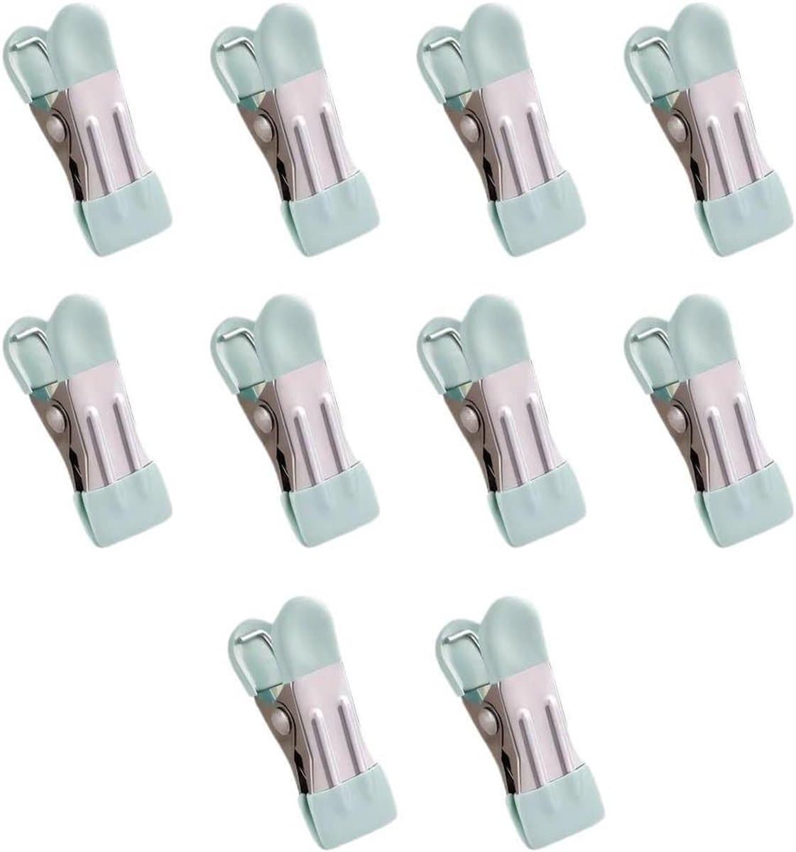 Wasspelden 10 stuks - Waslijnpin Klemmen - Kleding Drogen - Roestvrij Staal - 55x23mm - Lichtgroen — afbeelding 1