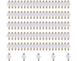 Dailygoods- Sterren Wasknijpers 105 Stuks - Houten Klemmen - Decoratieve Clips - Handwerk Klemmen - Kerstmis Decoratie - Veilig Materiaal