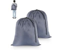 Vouwbare waszakken voor vuile was, 2 stuks, scheurvast, ideaal voor camping, vakantie en studentenhuis, 50cm x 60cm, grijs