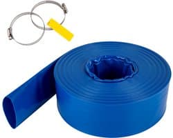 Afvoerslang, 2” X 105', Platte Pvc-Weefslang, Robuuste Terugspoel-Afvoerslang met Klemmen, Weerbestendig En Plaatsvast, Ideaal voor Zwembaden En Wateroverdracht, Blauw