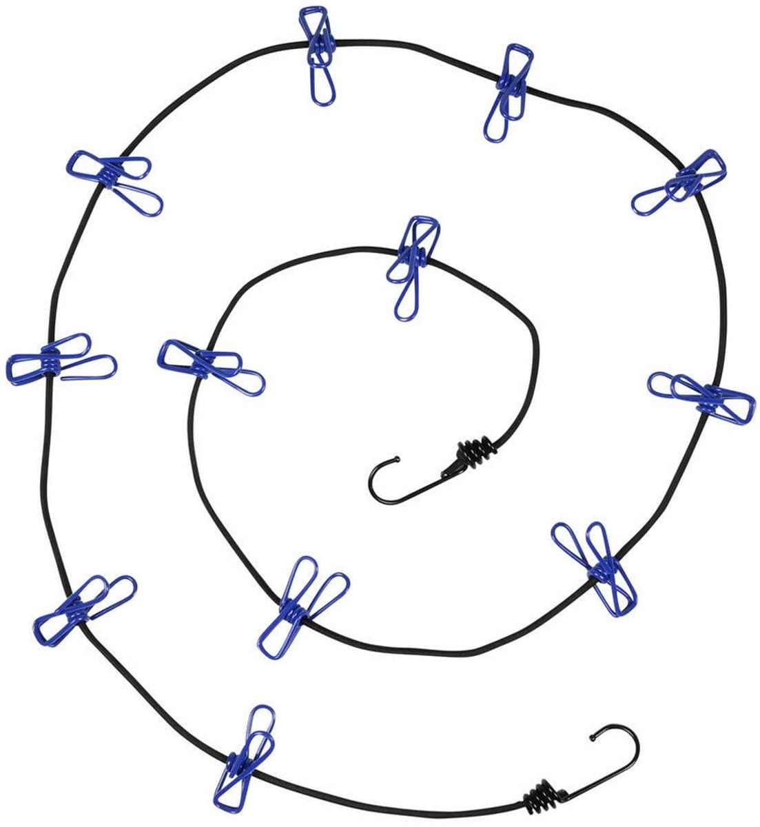 Benson Waslijn incl. 12 knijpers - elastisch van 190 tot 320 cm - met haken — afbeelding 1
