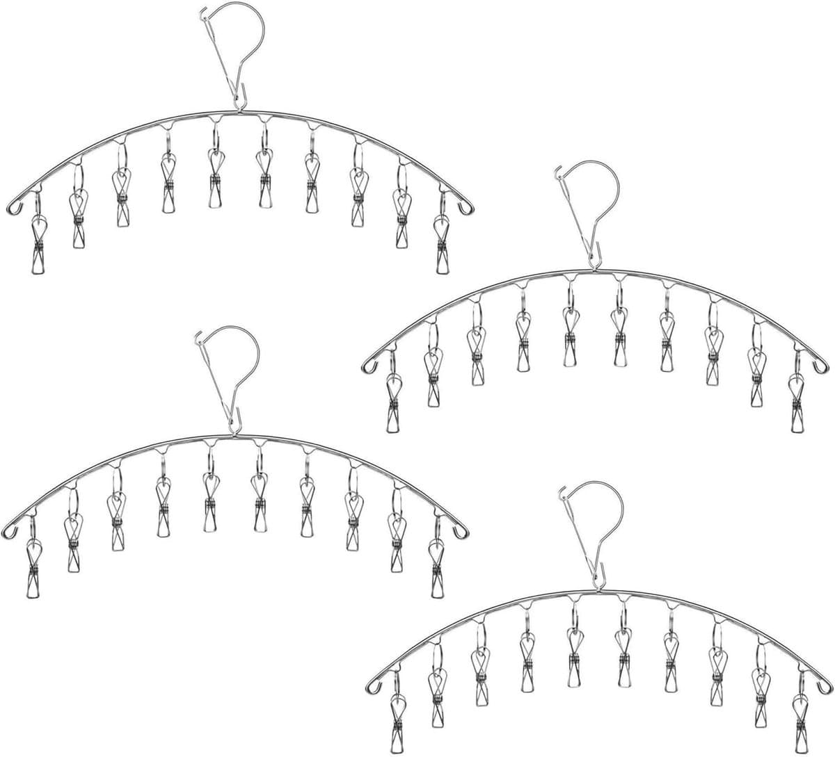 RVS Wasserij Kleerhanger met 10 Clips - Praktisch en Duurzaam - 4 Stuks — afbeelding 1