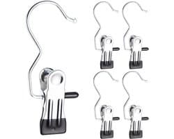 Klemhaken 24 stuks - Roestvrij Staal, Antislip Kleerhangerclips, Draaibaar voor Laarzen, Schoenen en Handdoeken