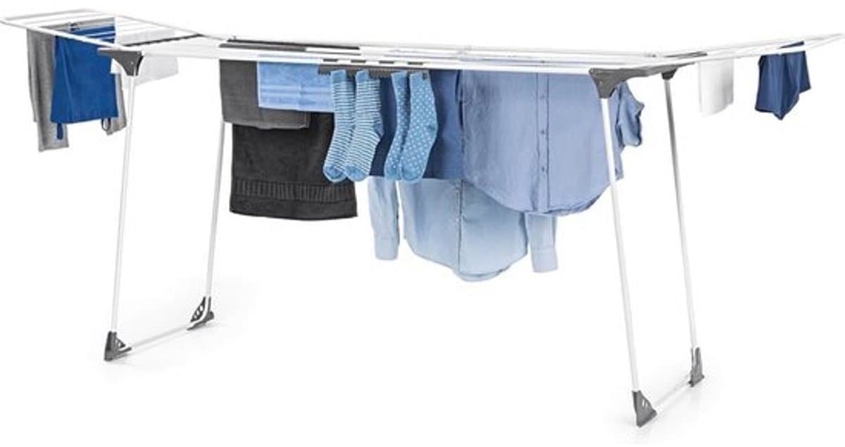 Ruimtebesparend XXL-vleugeldroogrek met wielen - Tot 260 cm - 25 meter drooglengte - Voor 2-3 wasbeurten — afbeelding 1