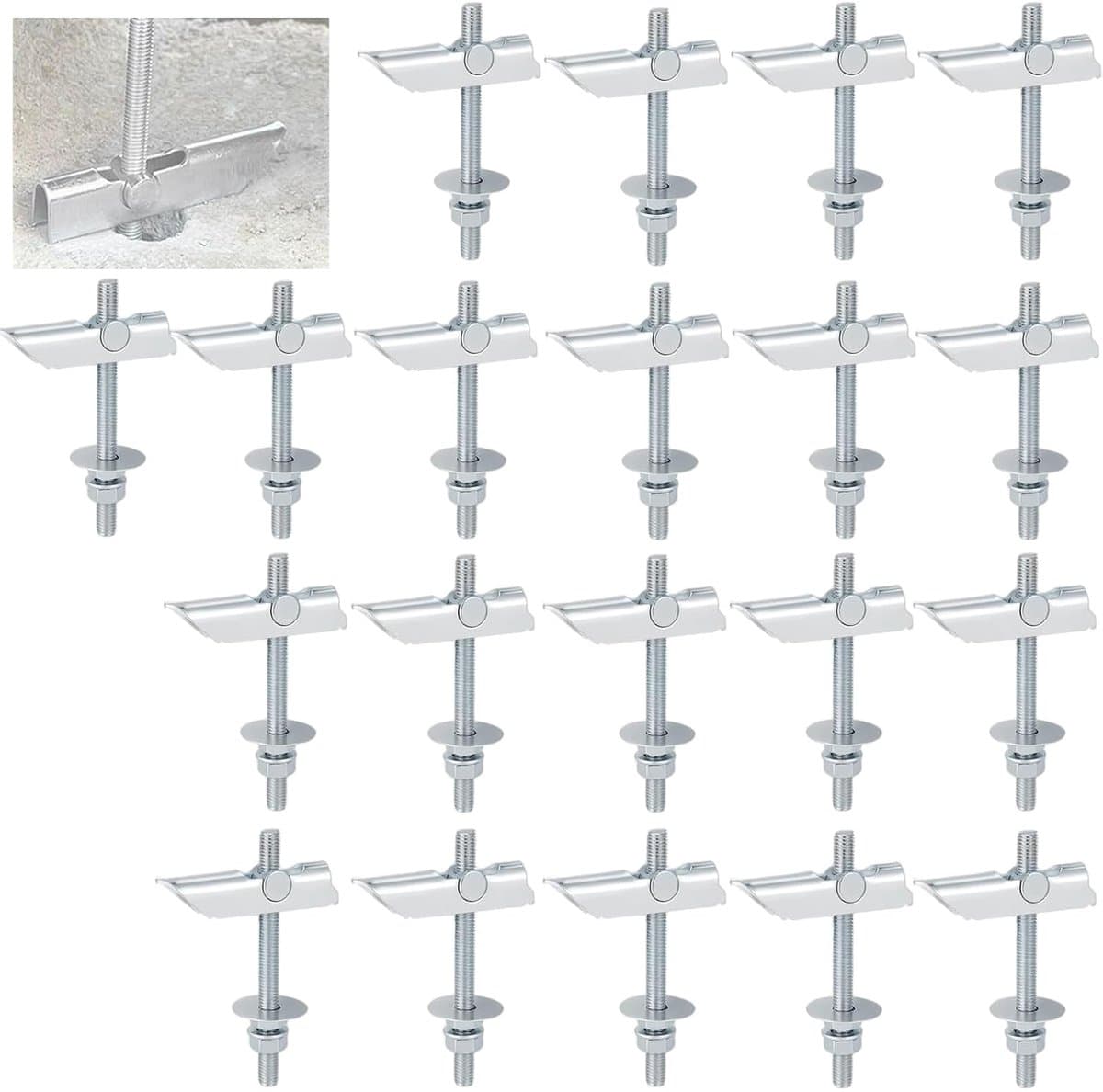 Kantelpluggen 20 stuks, M6 x 100 millimeter zwaarbelastbare veerkleppluggen van koolstofstaal, Kantelbare plug, holteplug, met schijf en moer, voor holle wanden, vezelplaat — afbeelding 1