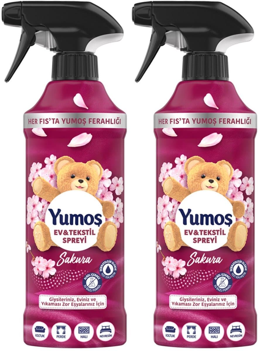 2 Flessen Yumoş Sakura Home & Textile Spray | Fresh Floral Scent & Soft Fabrics — afbeelding 1