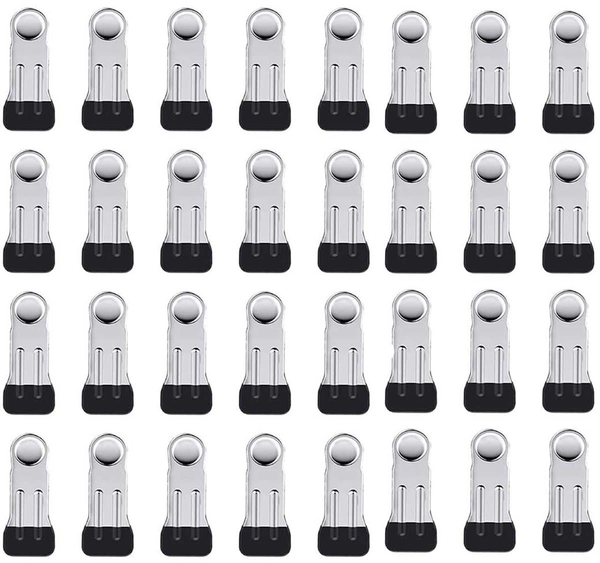 32-stuks Wasknijpers van roestvrij staal - Metalen afvalklemmen - Clips voor voedselzakken - Antiroestrubber - Geschikt voor winddichte zwembadafdekkingen, thuis drogen en het afsluiten van voedselzakken in de keuken - Zwart — afbeelding 1