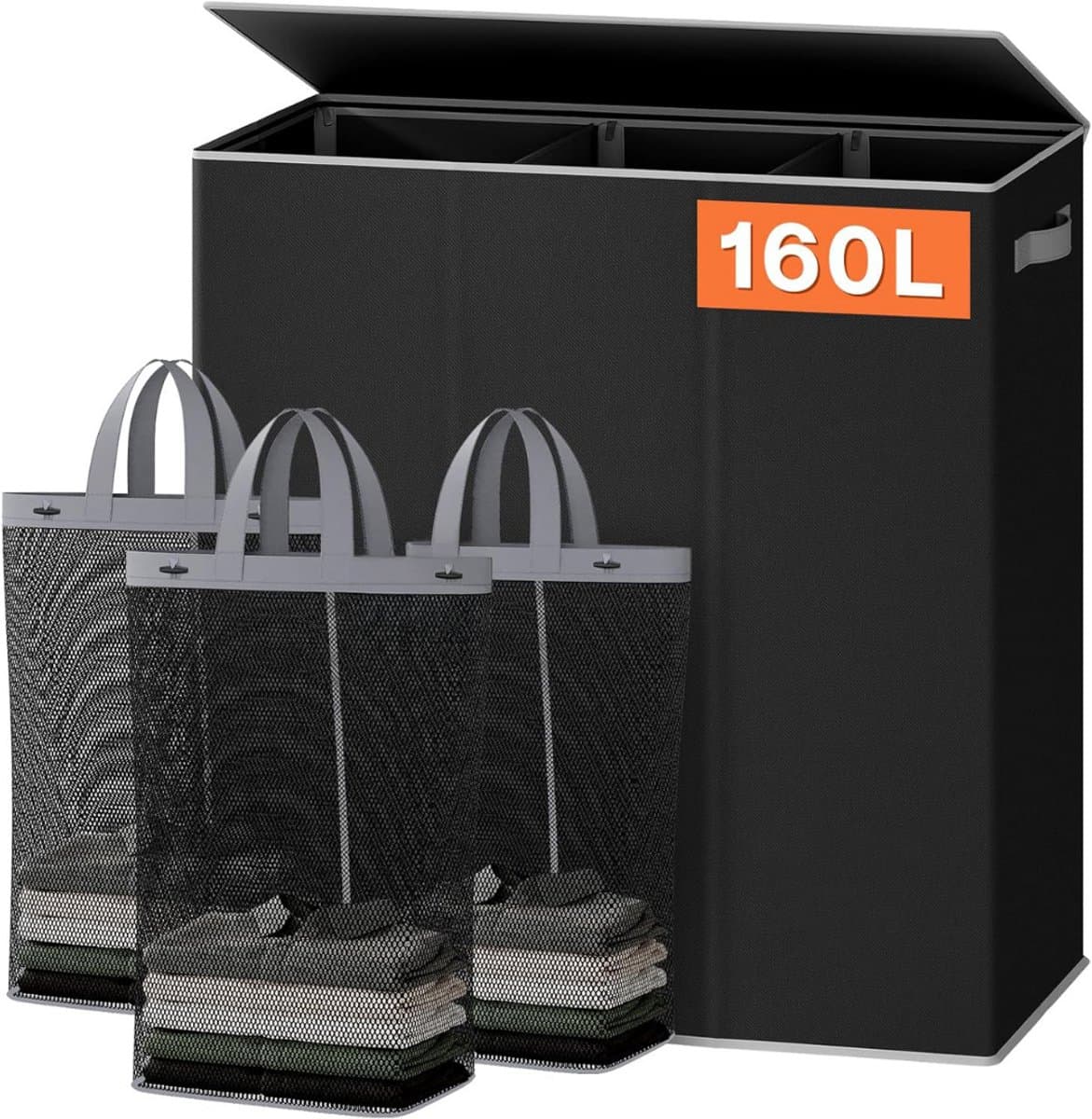 DailySupplies® Wasmand 3 Vakken - Wassorteerder - 160L — afbeelding 1