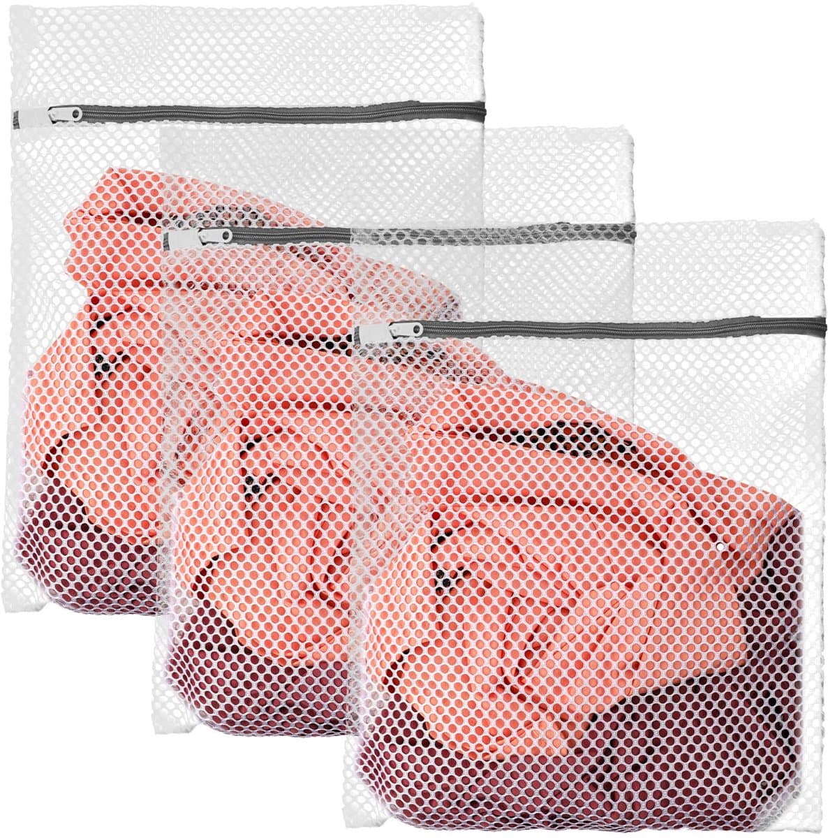 IMPERATORIS® Waszakjes voor Wasmachine - Bescherming voor Fijne Was en Schoenen - Mesh Wasnet met Rits - Voorkomt Slijtage - Set van 3 - wit grijs - 25 x 30 cm — afbeelding 1