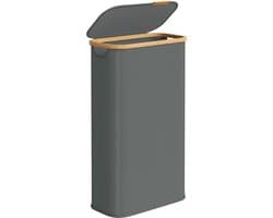 SONGMICS - Wasmand - Wasmand met Deksel - Opvouwbaar - Bamboe Frame - Voor Wasruimte Slaapkamer Woonkamer