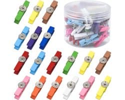 Houten Punaises Clips - Decoratieve Spelden - Foto's Bevestigen - Natuurlijk Hout Metaal - 3.4 cm Clip - Regenboog Kleuren