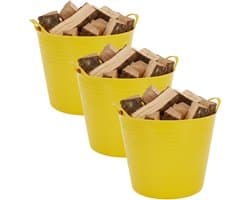 Excellent houseware Flexibele kuip / emmer - 3x - geel - 27 liter - kunststof - 42 x 35 cm — afbeelding 1