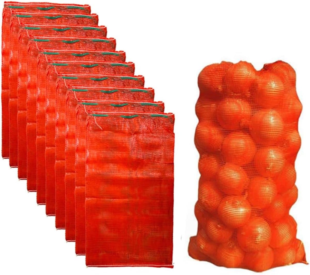 Opbergnetten Groente - Zakken Met Koord - Verse Producten Bewaren - Ademend Nylon Materiaal - 55x83cm Groot Formaat - Rood — afbeelding 1