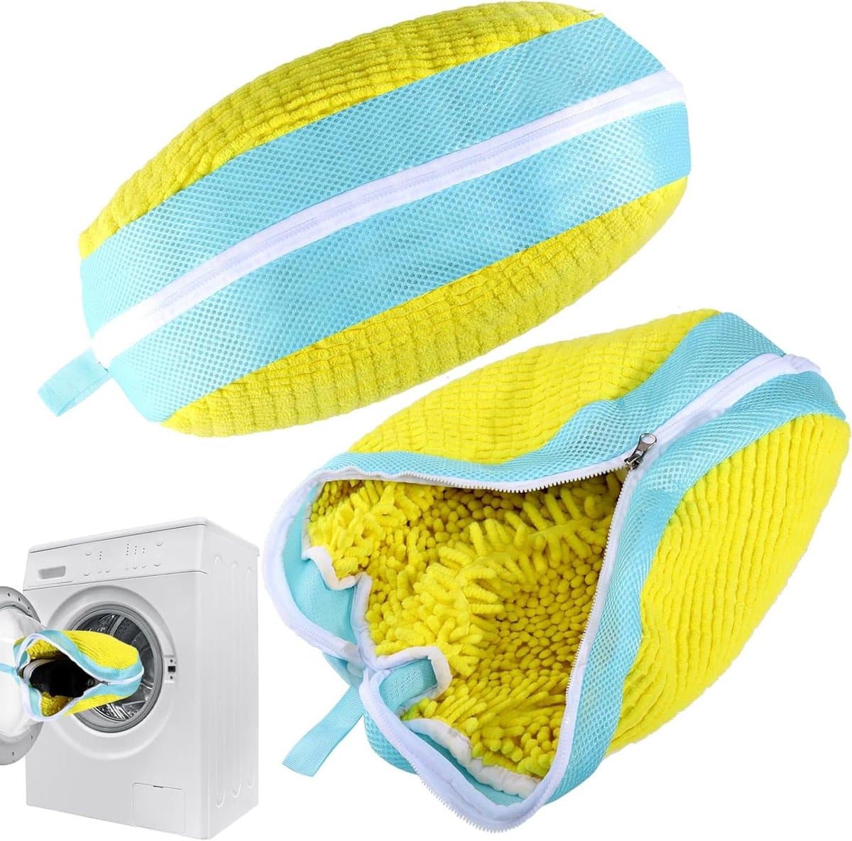 Herbruikbare schoenentas waszak met ritssluiting voor wasmachine - Set van 2 - Ideaal voor wasmachine en droger - Schoenen opbergen & wassen - Groot formaat - Schoenwaszakken — afbeelding 1