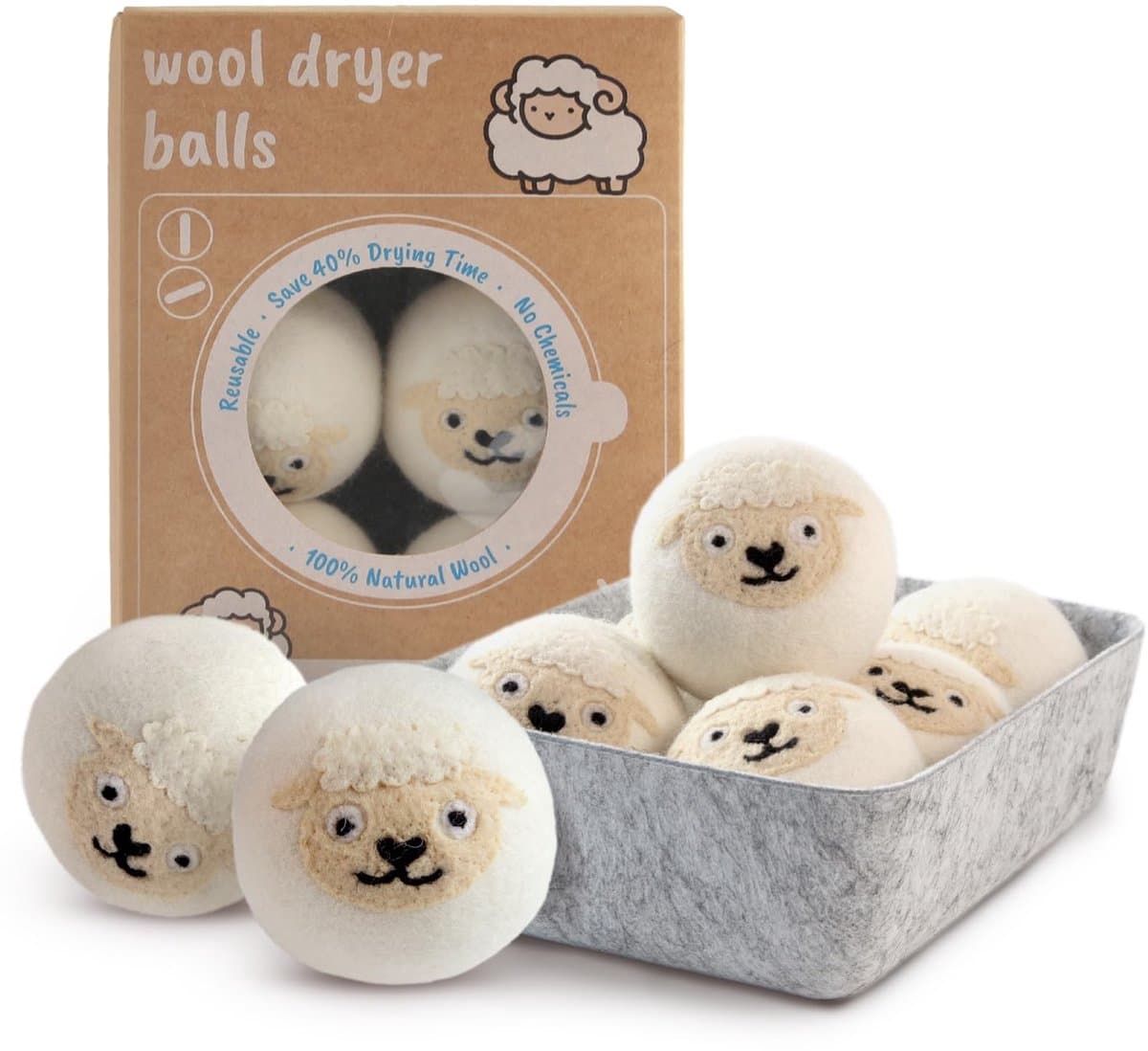 Solidchoice - Wol Droogballen 6 Stuks, Natuurlijke Wol voor Sneller Drogen — afbeelding 1