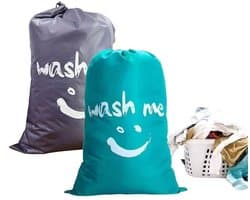 Dailygoods- Waszak Set van 2 - Opvouwbare Waszakken - 61 x 91 cm - Grijze/Bluwe Waszak - Hoogwaardige Oxford Stof - Met Trekkoord - Wasmand