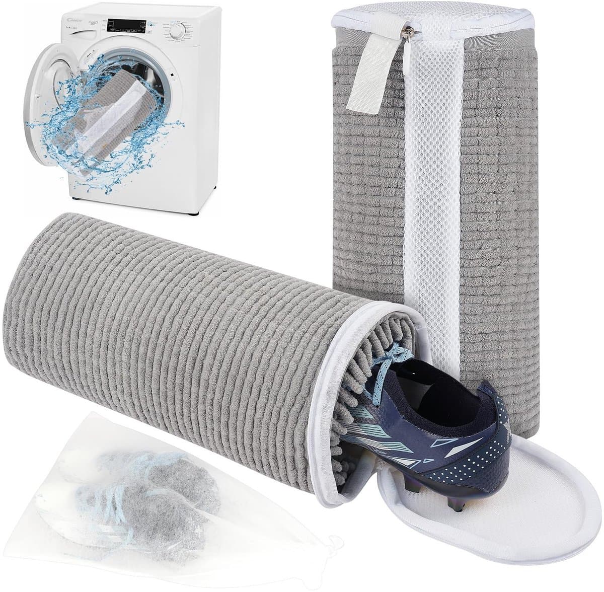 Dailygoods - Flintronic 2 stuks waszakken, herbruikbaar, voor wasmachine en wasdroger, ideaal voor gymschoenen, sokken, beha's (donkergrijs) — afbeelding 1