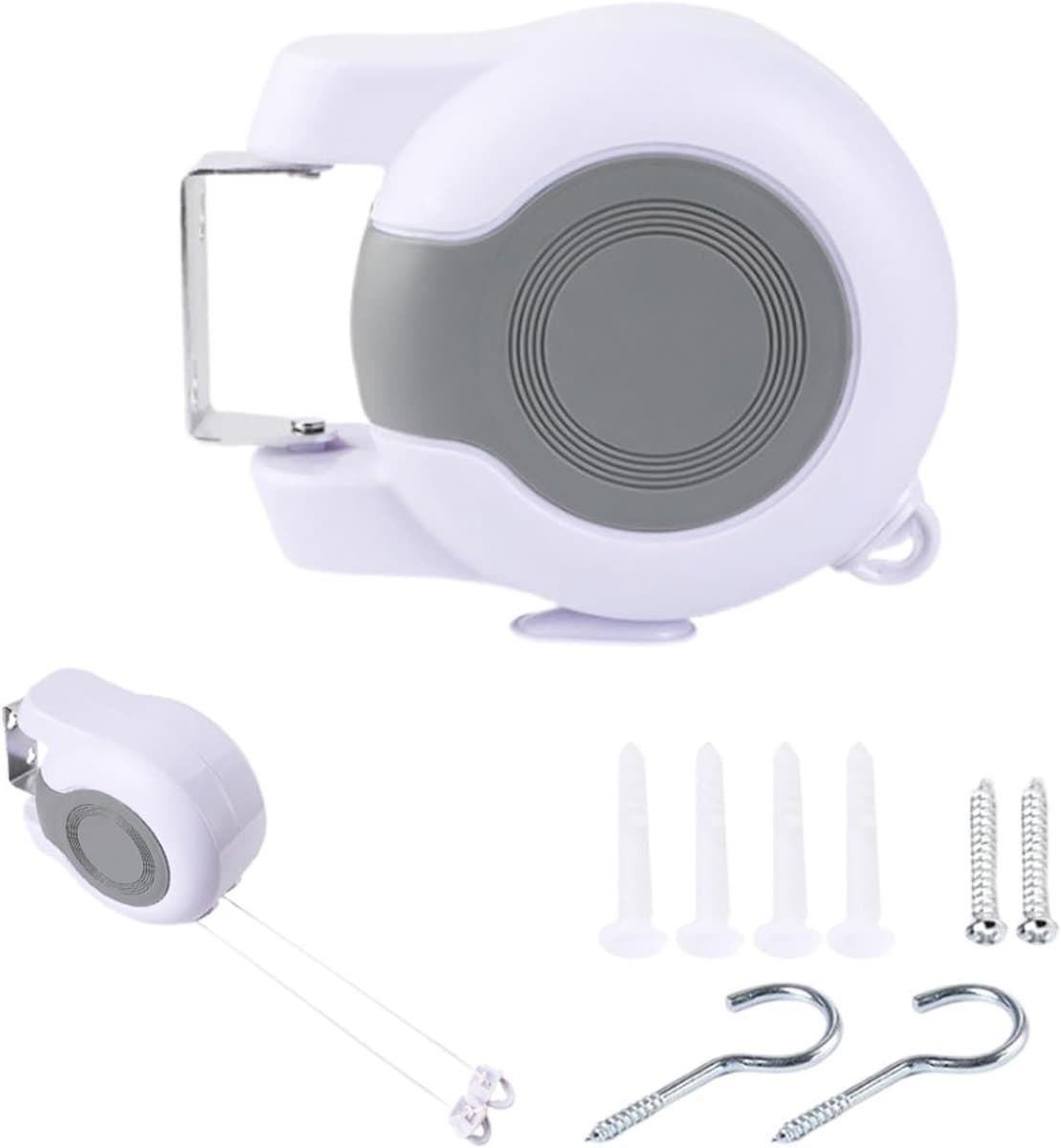 Intrekbare waslijn - Draagbare drooglijn - Kleding drogen - Automatisch terugtreksysteem - 100 meter - Wit — afbeelding 1