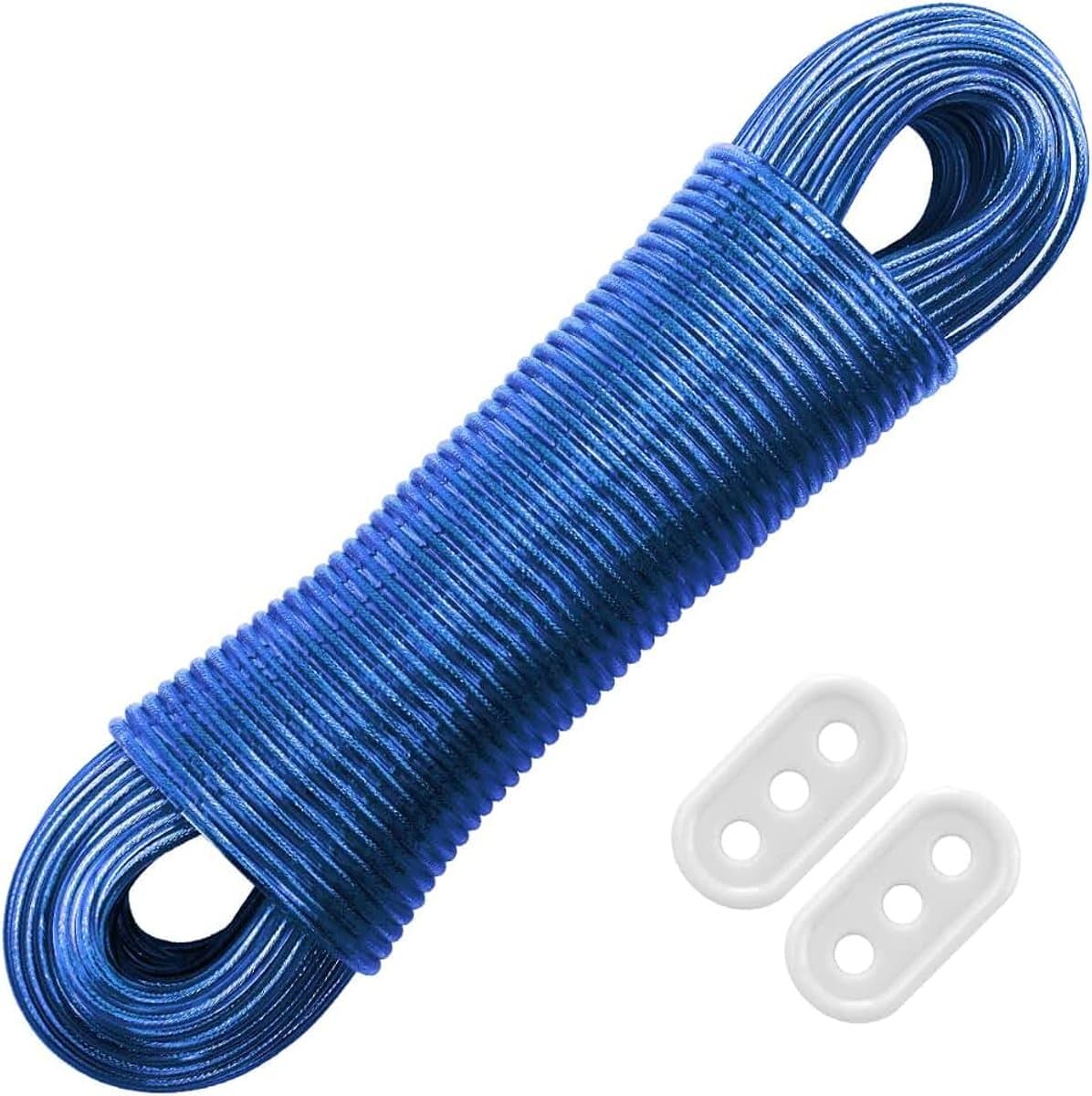 50 m waslijn waslijn, houd tot 230 kg, touw stalen kern wasserij ultra-stevig, eenvoudig te installeren draagbaar voor indoor outdoor reizen Blauw — afbeelding 1