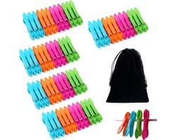 60 stuks wasknijpers met draagbare opbergtas, hoogwaardig PP-materiaal en roestvrijstalen veren, antislip no-mark clips voor binnen en buiten, ideaal voor wasserette, thuis, reizen