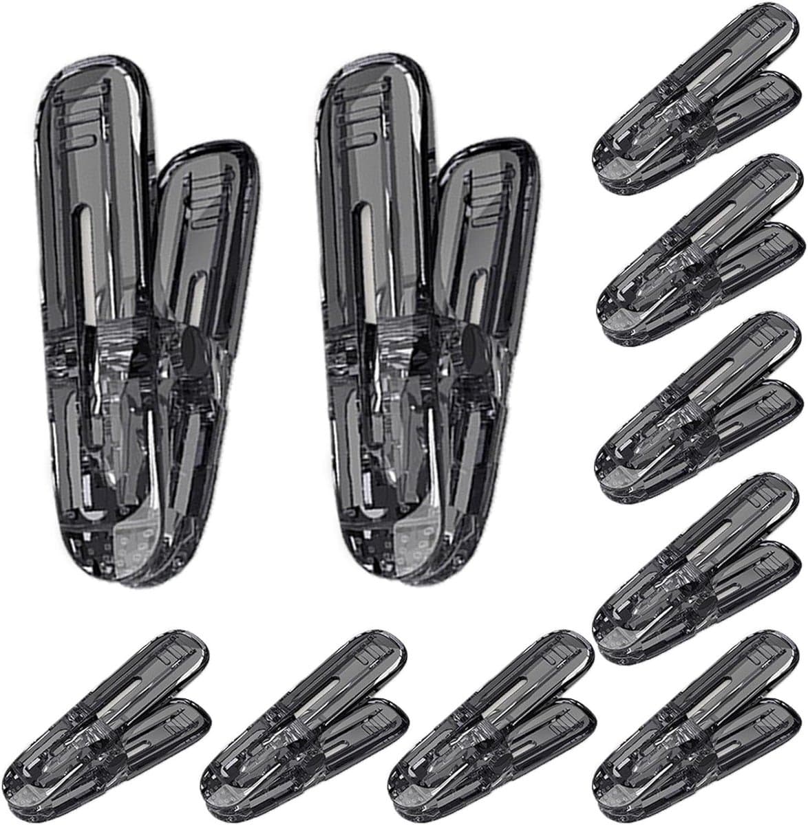 Wasspelden Klemmen - Kleding Droogclips - Kleding Drogen - Winddicht Ontwerp - 10 Stuks - Transparant Grijs — afbeelding 1
