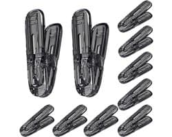 Wasspelden Klemmen - Kleding Droogclips - Kleding Drogen - Winddicht Ontwerp - 10 Stuks - Transparant Grijs