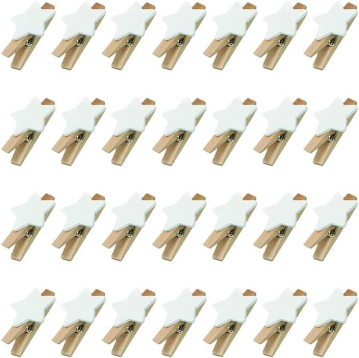 Ster Wasknijpers - Houten Clips - Decoratief Knutselen - Natuurlijk Hout - 100 Stuks - Wit — afbeelding 1