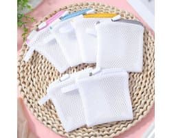 6 stuks wasnet, klein, waszak, net met honingraatstructuur en ritssluiting, 10 x 10 cm, voor waskralen, fijnwasgoed, ondergoed, beha en sokken