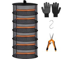 Inklapbare droogmolen - Oranje - 6-laags - Polyester Mesh Kruidendroger - Voor Kruiden en Bloemen