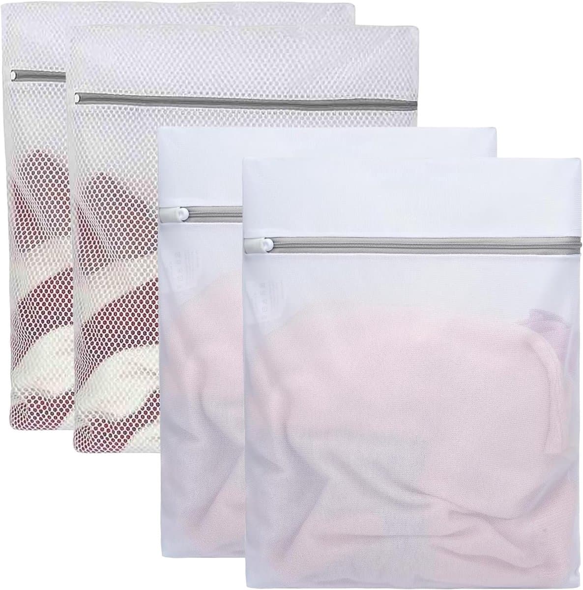 SnelShoppen - Pack van 4 Grote Waszakken 50 x 60 cm, Wasnet voor Wasmachine, 2 Soorten Mesh, Waszak met Rits, Voor Fijne Was, Ondergoed, Spijkerbroeke — afbeelding 1