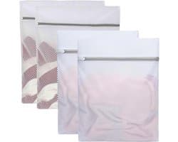 SnelShoppen - Pack van 4 Grote Waszakken 50 x 60 cm, Wasnet voor Wasmachine, 2 Soorten Mesh, Waszak met Rits, Voor Fijne Was, Ondergoed, Spijkerbroeke