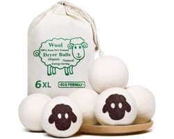 SnelShoppen - Drogerballen voor Wasdrogers - 6 Stuks Natuurlijke Wasverzachter van 100% Schapenwol - Vrij van Schadelijke Stoffen - Ideaal voor Donsja