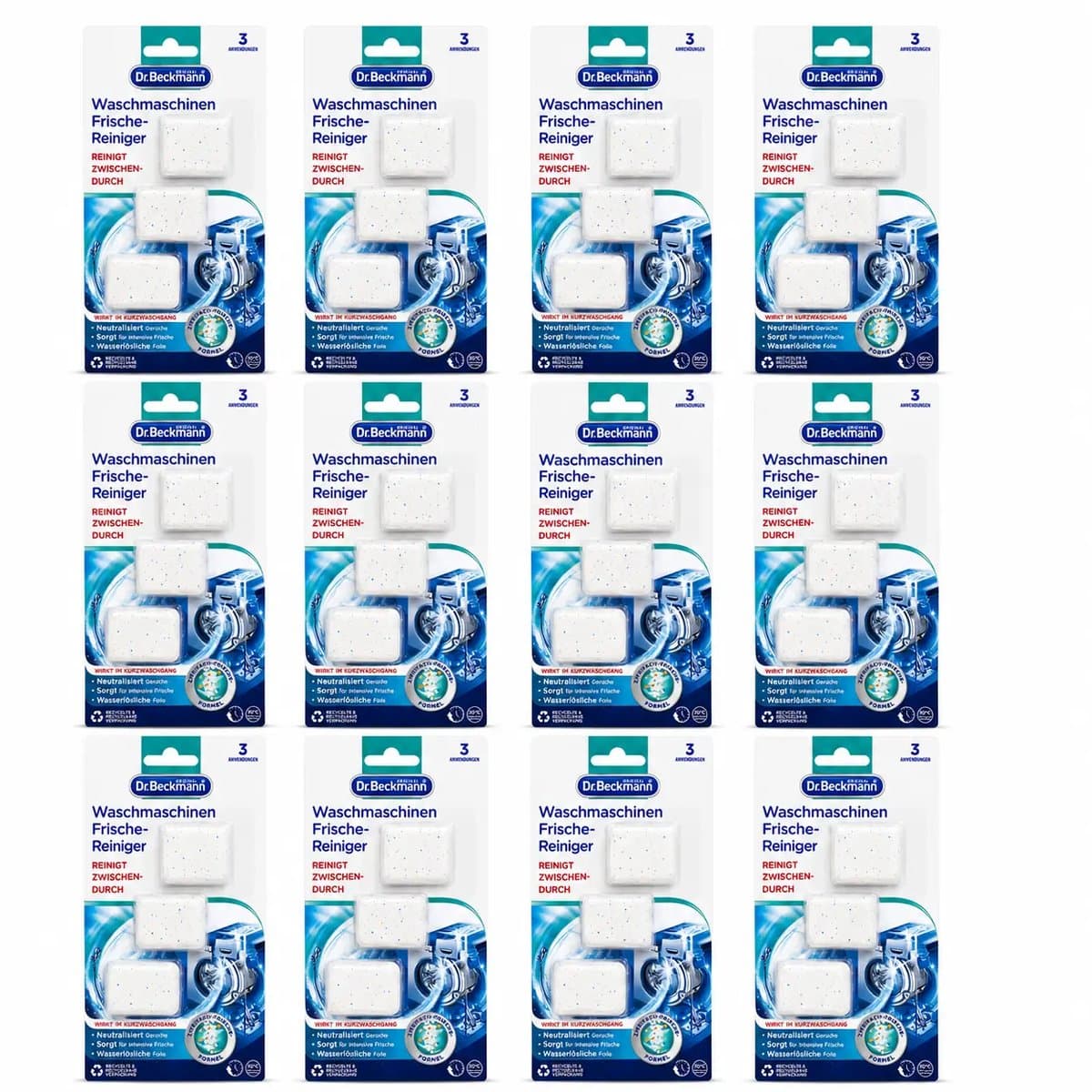Dr. Beckmann Wasmachinereiniger 12x3 Tabletten - 36 Tabletten - Voordeelverpakking - Reinigt & Neutraliseert Geuren — afbeelding 1