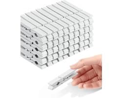 Wasknijpers Houten - Kleurrijke Clips - Decoratie Knutselen - Milieuvriendelijke Verf - 50 Stuks - Wit