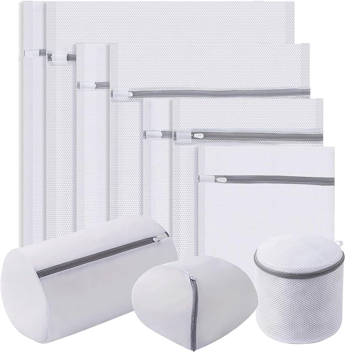 Wasnetjes met ritssluiting - Wit - Set van 10 stuks - Polyester waszakken voor delicate en grove was - Voor dagelijks gebruik — afbeelding 1